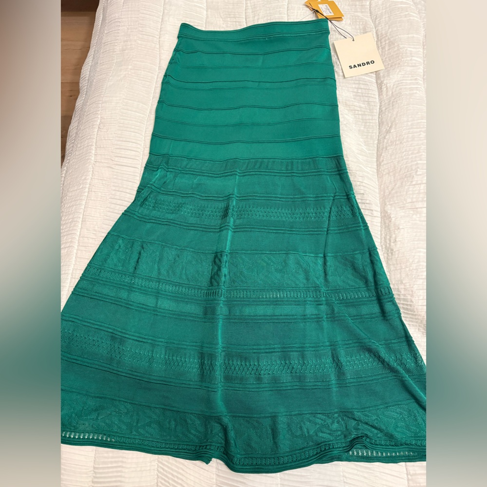 Sandro Green Knit Midi Skirt - Picture 4 of 4